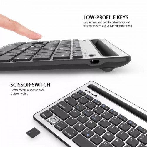 Dual Channel Multi-Device Wireless Bluetooth Keyboard with Stand for Tablet, Smartphone, Windows, Android, iOS - PK908 - Toytexx Dual Channel Multi-Device Wireless Bluetooth Keyboard with Stand for Tablet, Smartphone, Windows, Android, iOS - PK908 - Toytexx